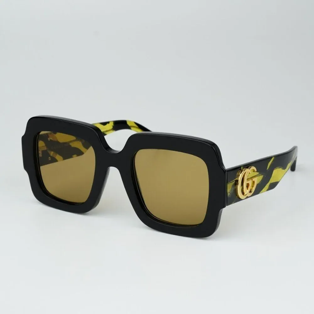 NEW Gucci GG1547S 004 Black Brown Women Square Sunglasses GG 1547S
